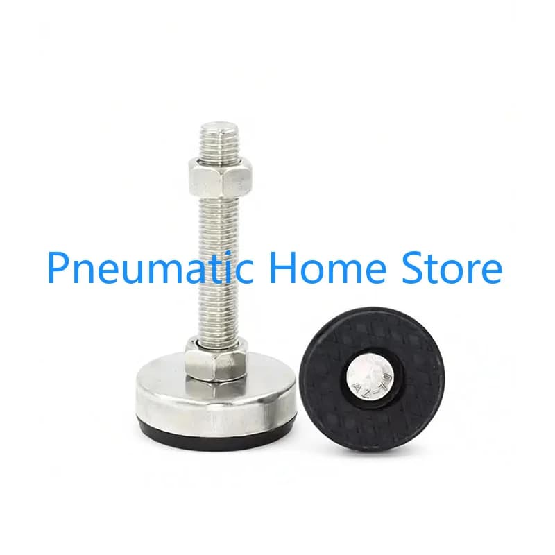 4Pcs Stainless Steel Fixed Adjusting Furniture Foot with M8 M10 M12 M14 Threaded Rubber Seat Anti-Slip Damping Guard Glide Pad