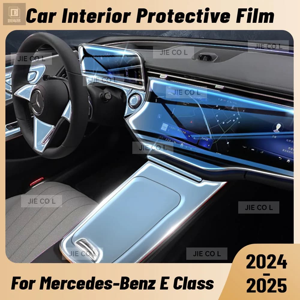 Car Interior Center Console Media Dashboard Navigation TPU Protector Film For Mercedes Benz E Class 2024 2025 Anti-scratch
