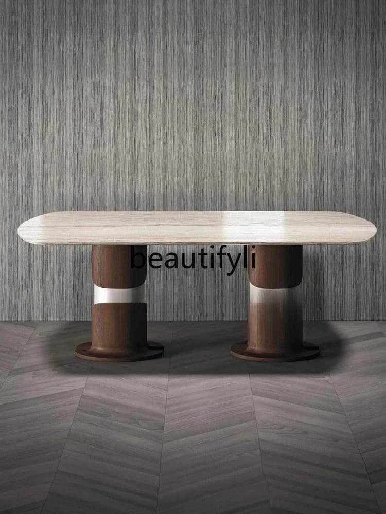 X Light Luxury Marble Solid Wood Dining Table Creative Home Modern Minimalist Art Dining Table