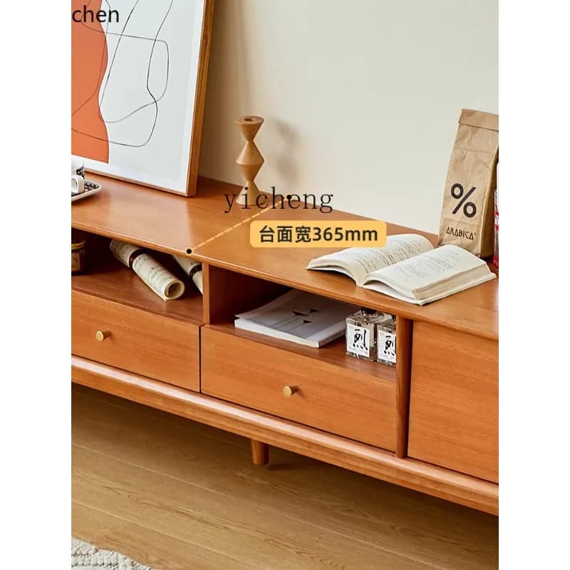 e-3  Solid Wood TV Cabinet Household Small Apartment Living Room Bedroom TV Stand