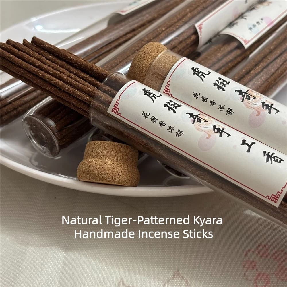Natural Tiger-Patterned Kyara Agarwood Handmade Incense Sticks,Additive-Free Kyara Handmade Incense,Aromatherapy Fragrance,Oud
