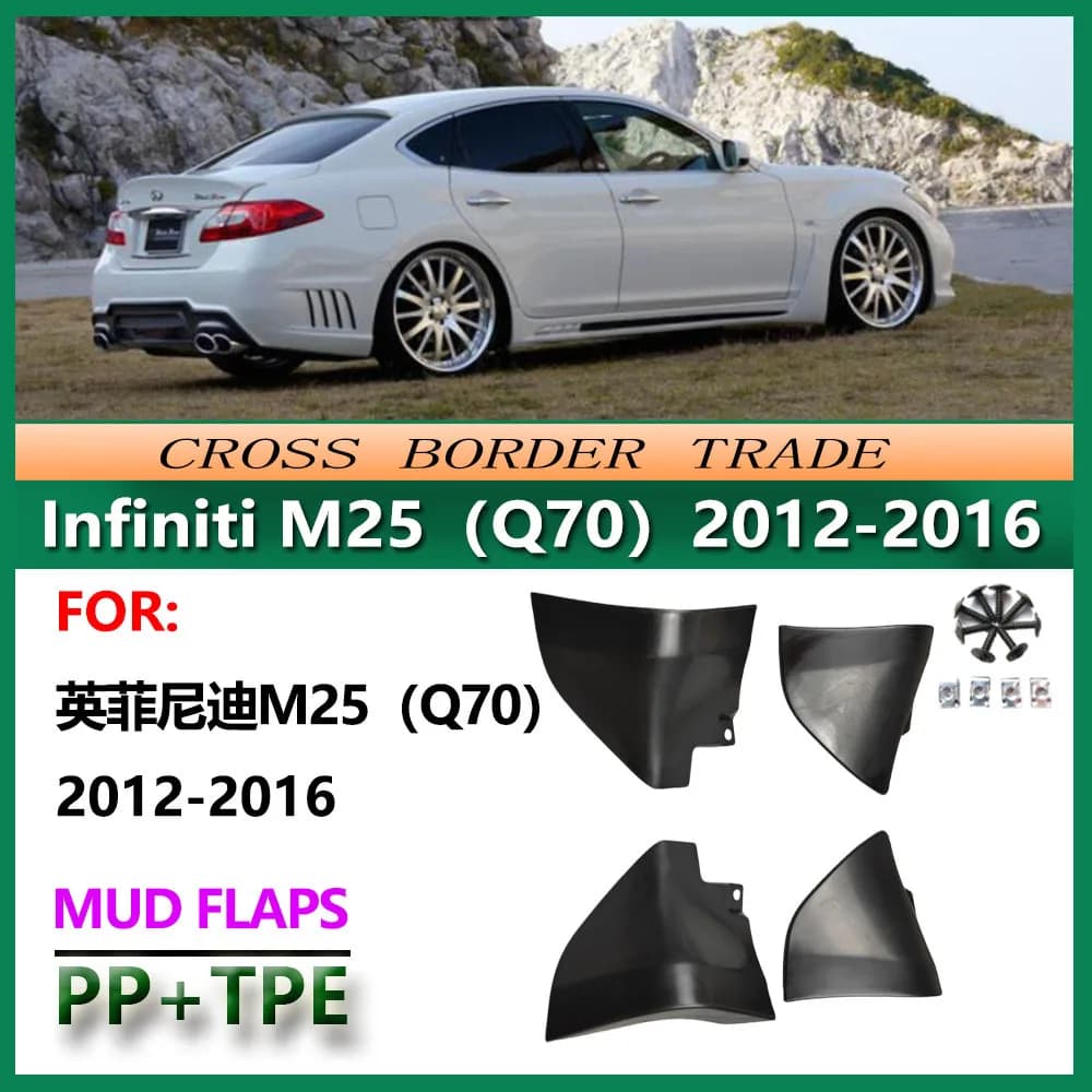 For 2012-2016 Infiniti M25 Q70 Mud Flaps Splash Guards Set of 4 Durable Front Rear Fender Mudguards Protection