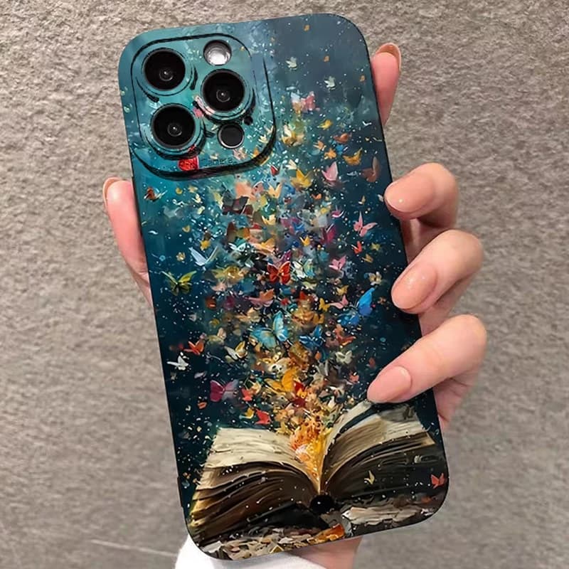 For Xiaomi 13 12 11 Lite 5G 15 14 Case Cute Butterfly Cat Bookshelf Design Silicone Cover For Xiaomi 14T 13T 12T Pro Soft Fundas