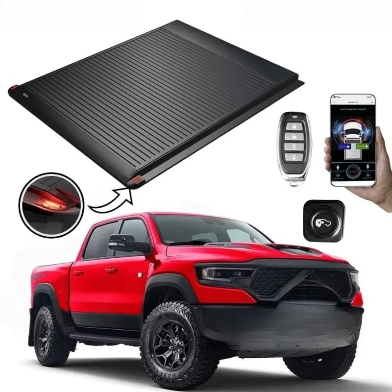 For 2017-2025 Dodge Ram Rebel 1500 2500 Trx Retractable Electric Roller Lid Trunk 6'4-8ft Rear Bed Cover with Ram Box