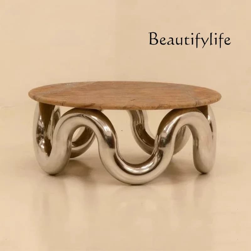 SS Marble Electroplating Round Coffee Table Special-shaped Creative Villa Meeting Guests To Discuss The New High-end Coffee Tabl