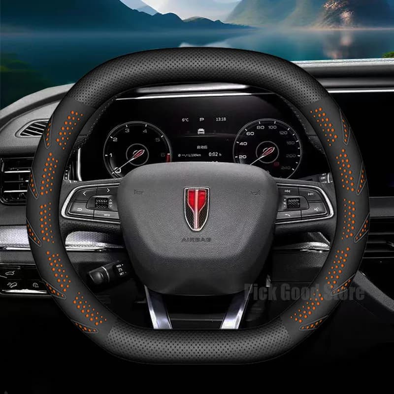 Leather Car Steering Wheel Cover for Hongqi HS5 EHS7 2023 2024 2025 Anti slip, no need to sew car interior accessories by hand