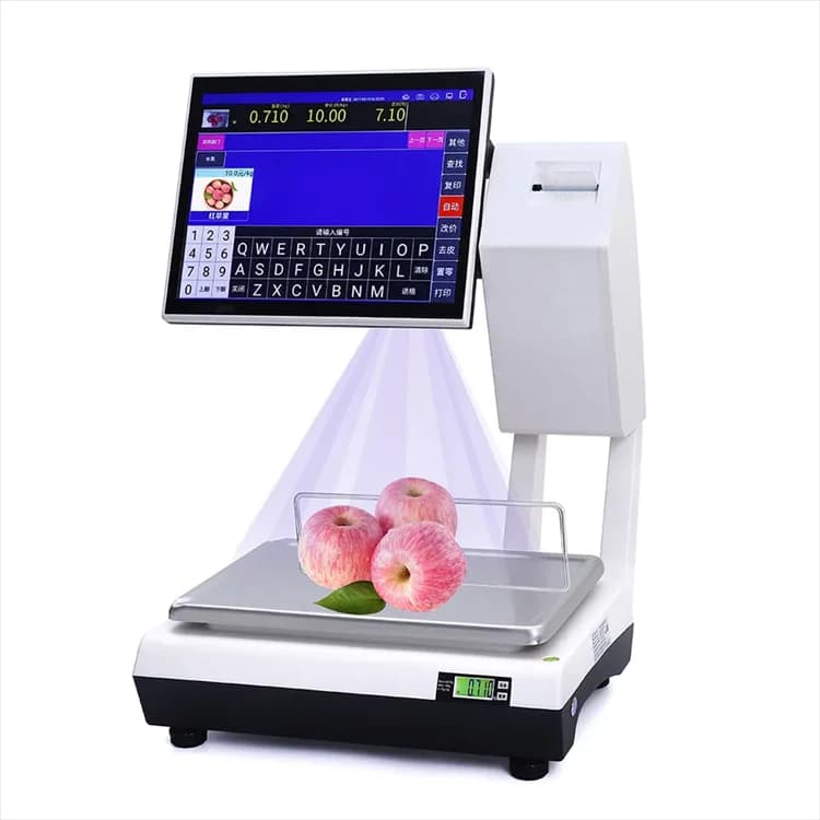 Weighing AI Label Pos Scale With AI Camera Recognition Weight Ticket Printing Cash Register AI Scale