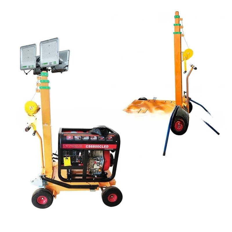 Mobile Lighting Tower Cart Type   Hand Lifting Working Light Diesel Generator Lighting Light