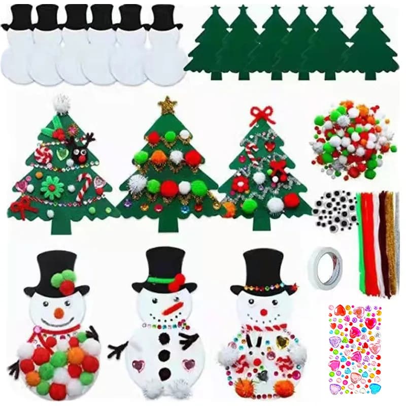 Felt Christmas Tree Felt Snowman Handmade Pendant Children's Christmas Gift Handmade DIY Set Christmas Tree Decoration Pendant