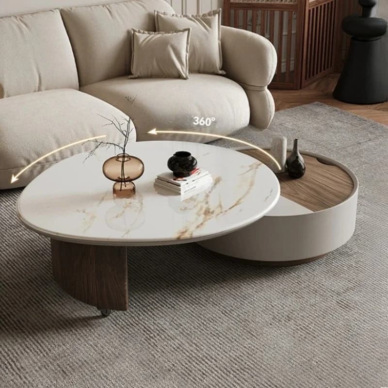 Modern Decor Coffee Table Round Natural Style Minimalist Living Room Tea Table With Storage Tavolino Soggiorno Furniture