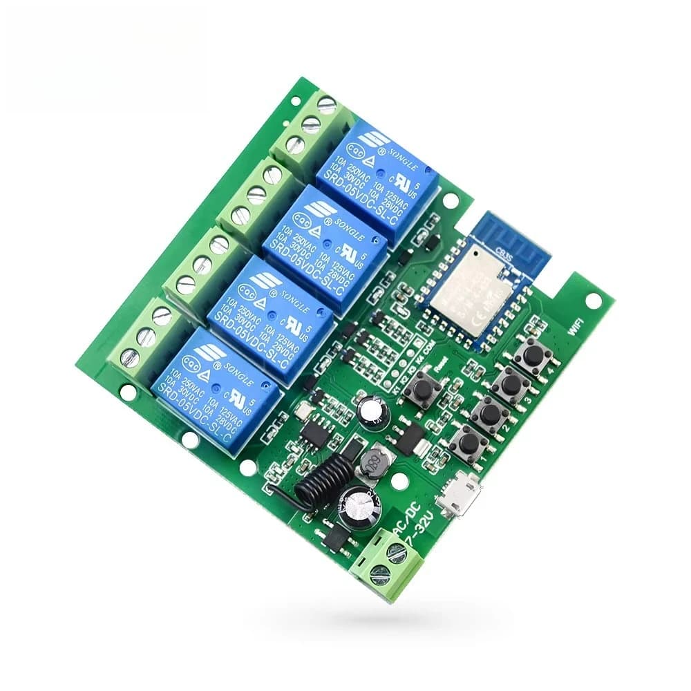 Inching/Selflocking/Interlock DC7-32V   Smart Wireless Connectivity Smart Door Open Relay 4CH Relay Module RF433 PST-TYWB-4CH