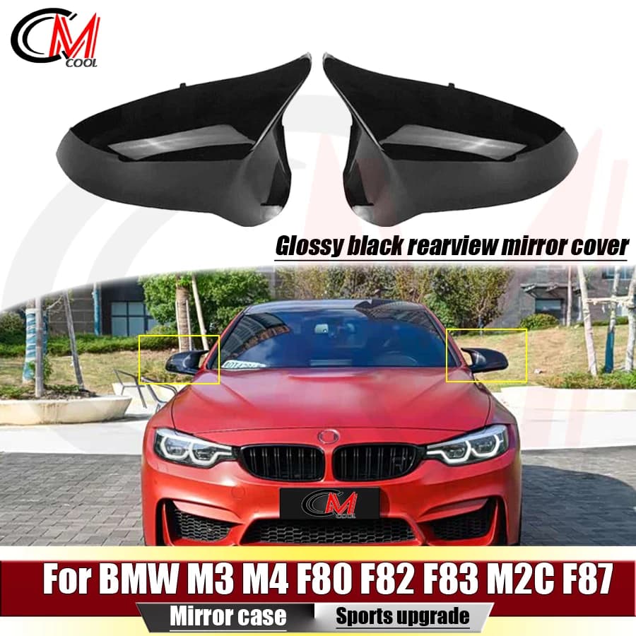 For BMW M3 M4 F80 F82 F83 M2C F87 Glossy Black Rearview Mirror Housing Upgraded with ABS Glossy Black Rearview Mirror Cover