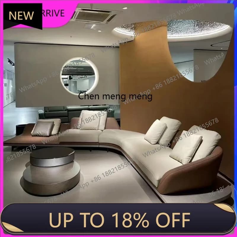 M78 Italian minimalist sofa living room new special-shaped leather designer curved sofa