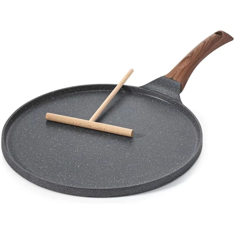 Non-stick Crepe Pot Granite Coated Dosa Pancake Flat Frying Tava Frying with Keep Cool Handle Sensing Compatible Metal