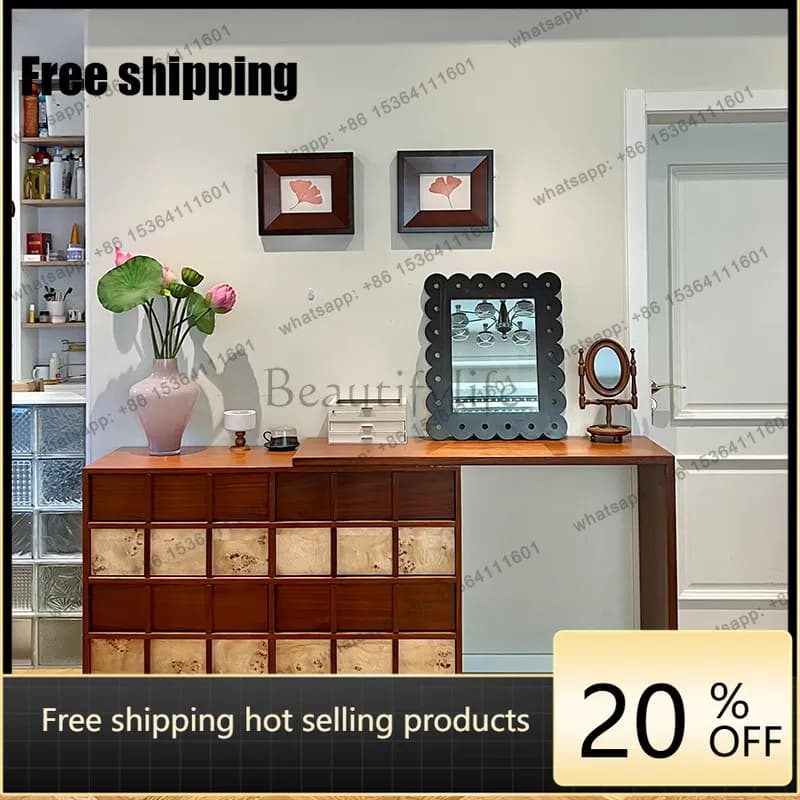 LD solid wood dressing chest antique living room storage retractable locker