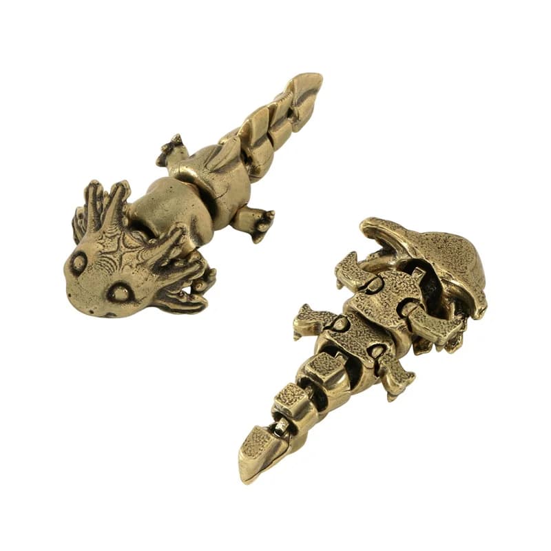 Axolotl Figurines Miniature 3D Articulated Dinosaur Art Piece Animal Ornament Brass Reptile Statue Garden Table Decor Scene