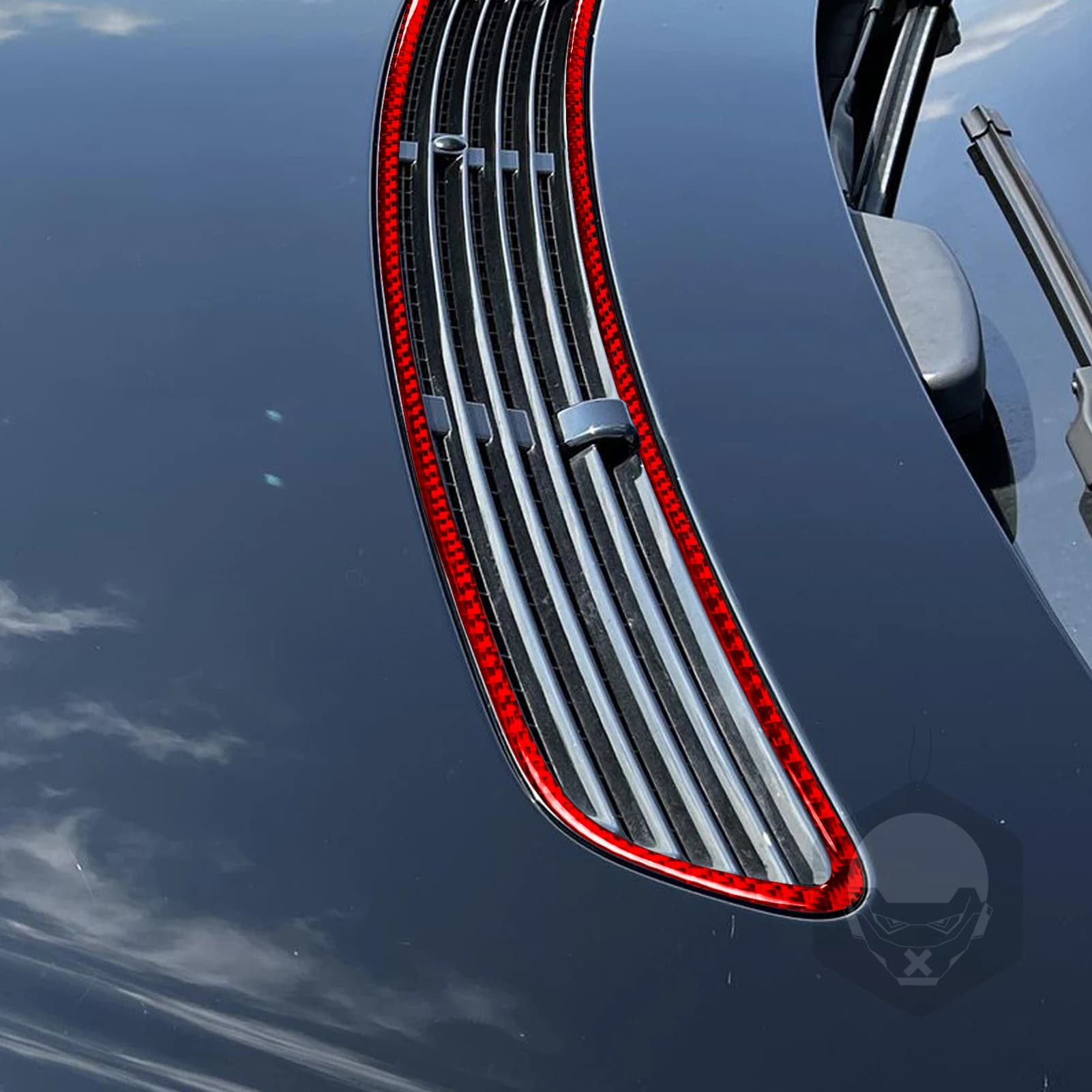 For Benz E-Class W211 2003-2009 Car Front Hood Trim Red Real Soft Carbon Fiber Car Interior Accessories Decoration Stickers