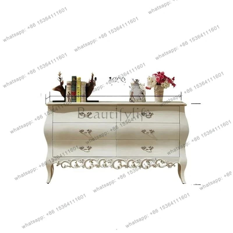 French retro light luxury entrance cabinet living room European neoclassical dining side cabinet