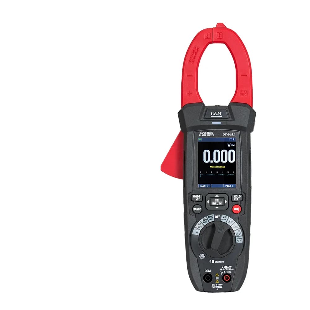 CEM True-RMS Clamp Meter Measures AC/DC Current 1000A AC/DC Voltage 1500V Resistance 4K Temperature Capacitance Diode