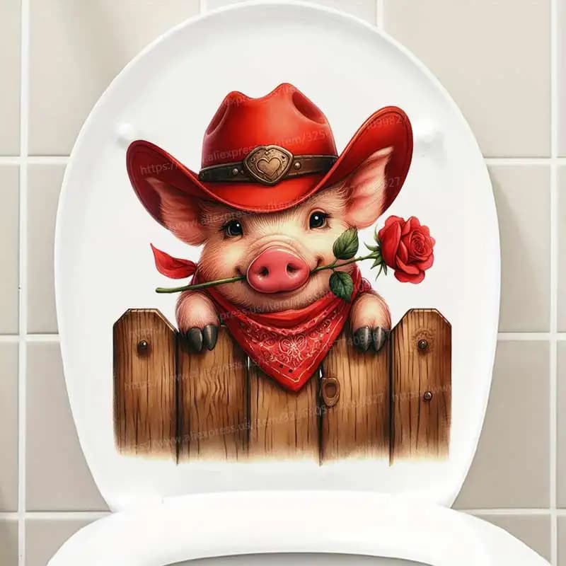 Animal Valentine's Day Wall Sticker Bathroom Toilet Decor Living Room Cabinet Refrigerator Home Decoration Decals Stickers S878