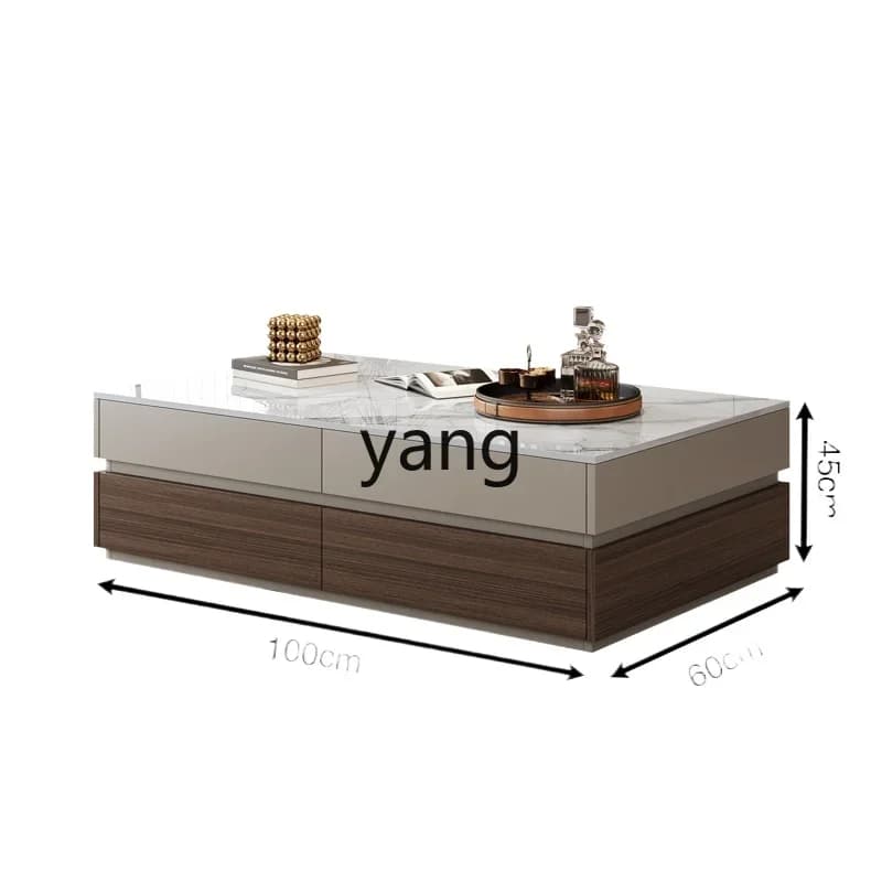 CX  household light luxury high-end rock slab balcony tea table solid wood small apartment tea table