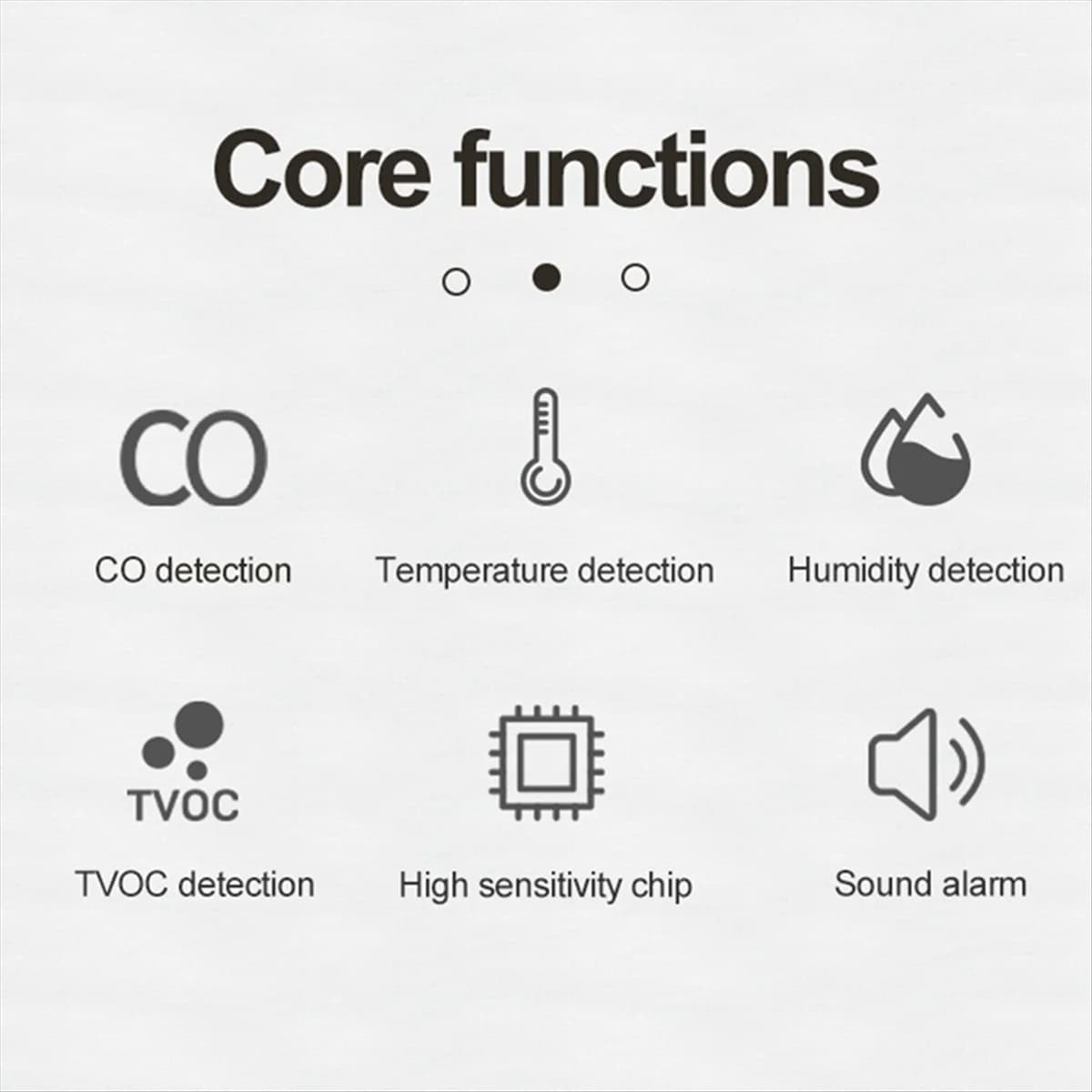 SSR 4 in 1 Portable Carbon Monoxide Detector Temperature and Humidity Long-Lasting CO Alarm Outdoor Flashlight Detector