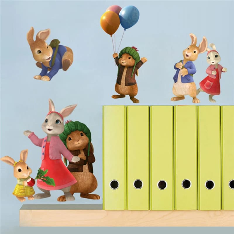 So Funny Cartoon Animal Wall Decals Cute Rabbit Peter Vinyl Stickers for Home Nursery Room Decoration Kids Puzzle Anime Poster