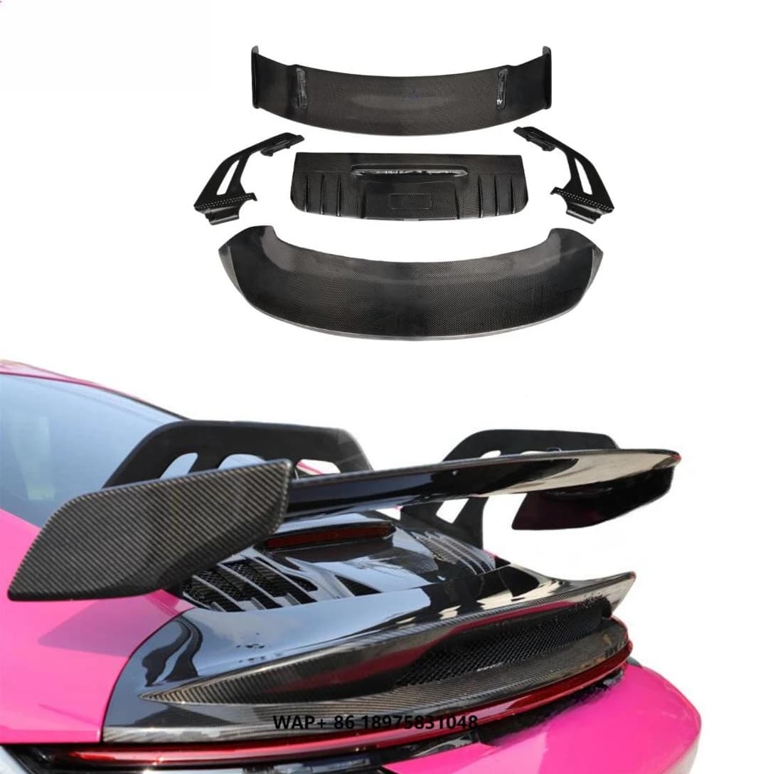 For 911 992 GT3 Style Dry Carbon Fiber Rear Wing Spoiler Easy Replacement Tail Trunk Boot Lip Body Kits