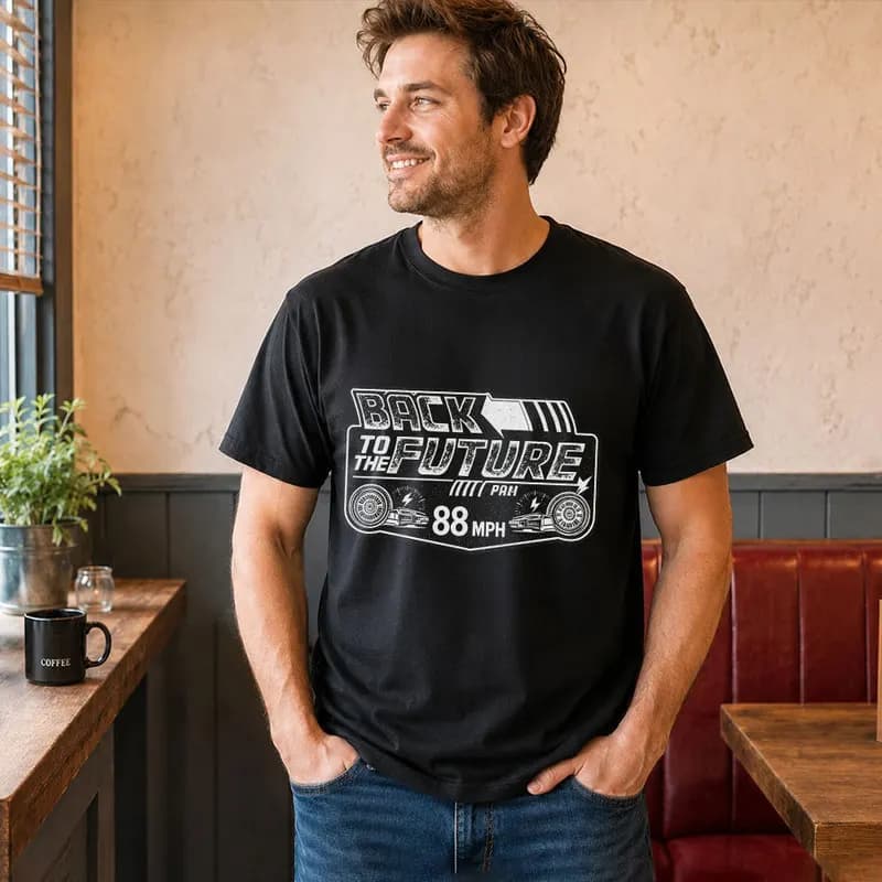 Back To The Future T‑Shirt Biff's Automotive Detailing Print Tees 0814 Hill Valley DeLorean 88MPH Time Machine Short Sleeve Tops
