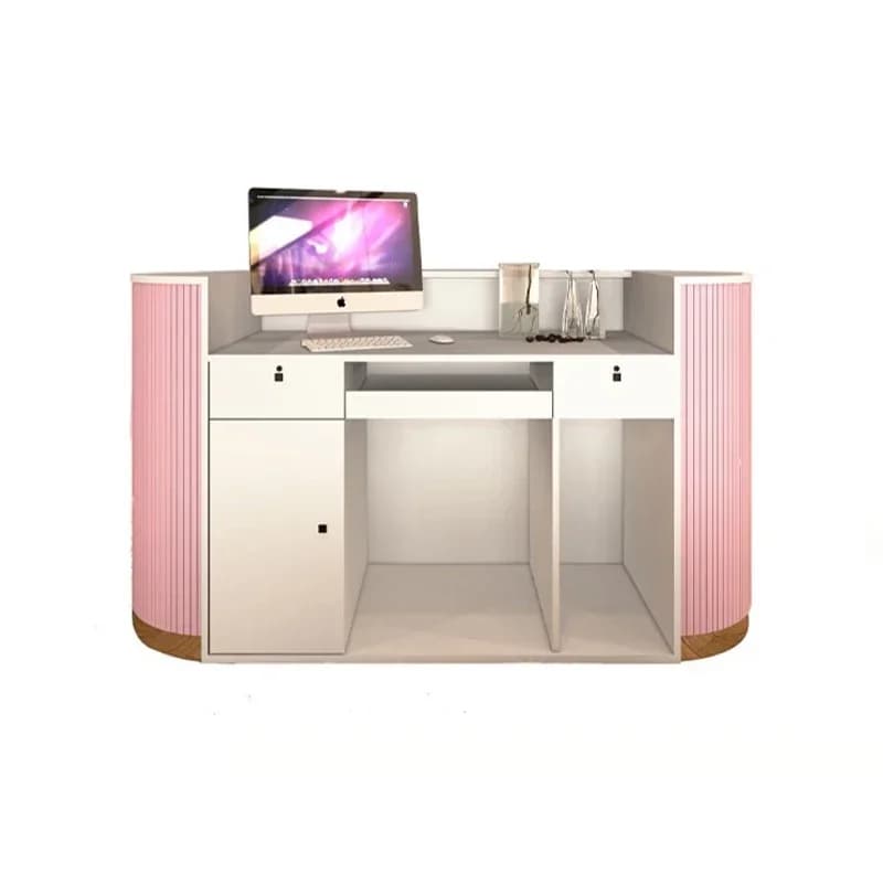 Modern Simple Reception Desks Nordic White Gold Top Grade Beauty Salon Checkout Counter Church Pulpit Office Furniture FYRD