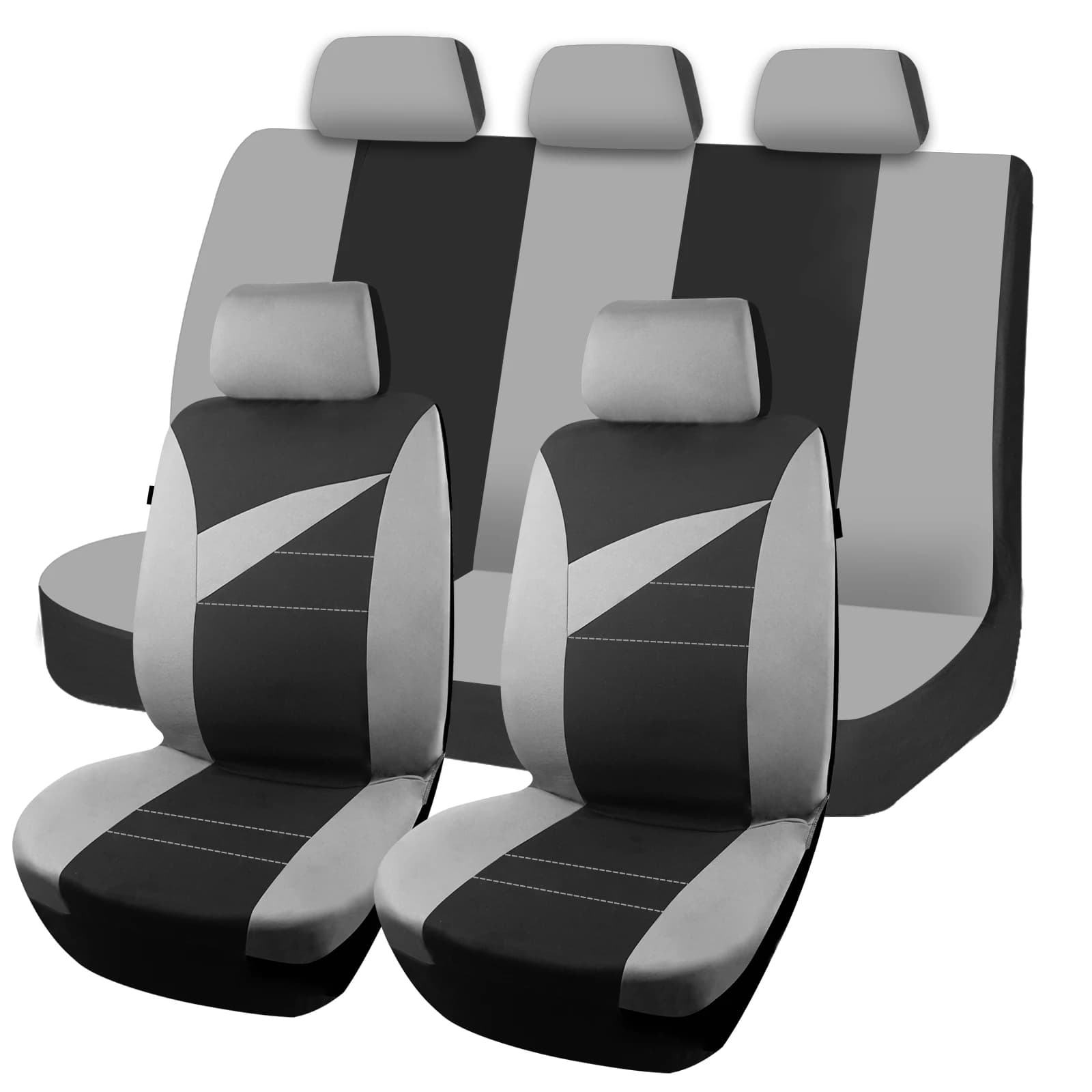 AUTOKING Car Seat Covers Full Set Front Rear Stitched Design Airbag Compatible Auto Interior Protector Universal for Most Car