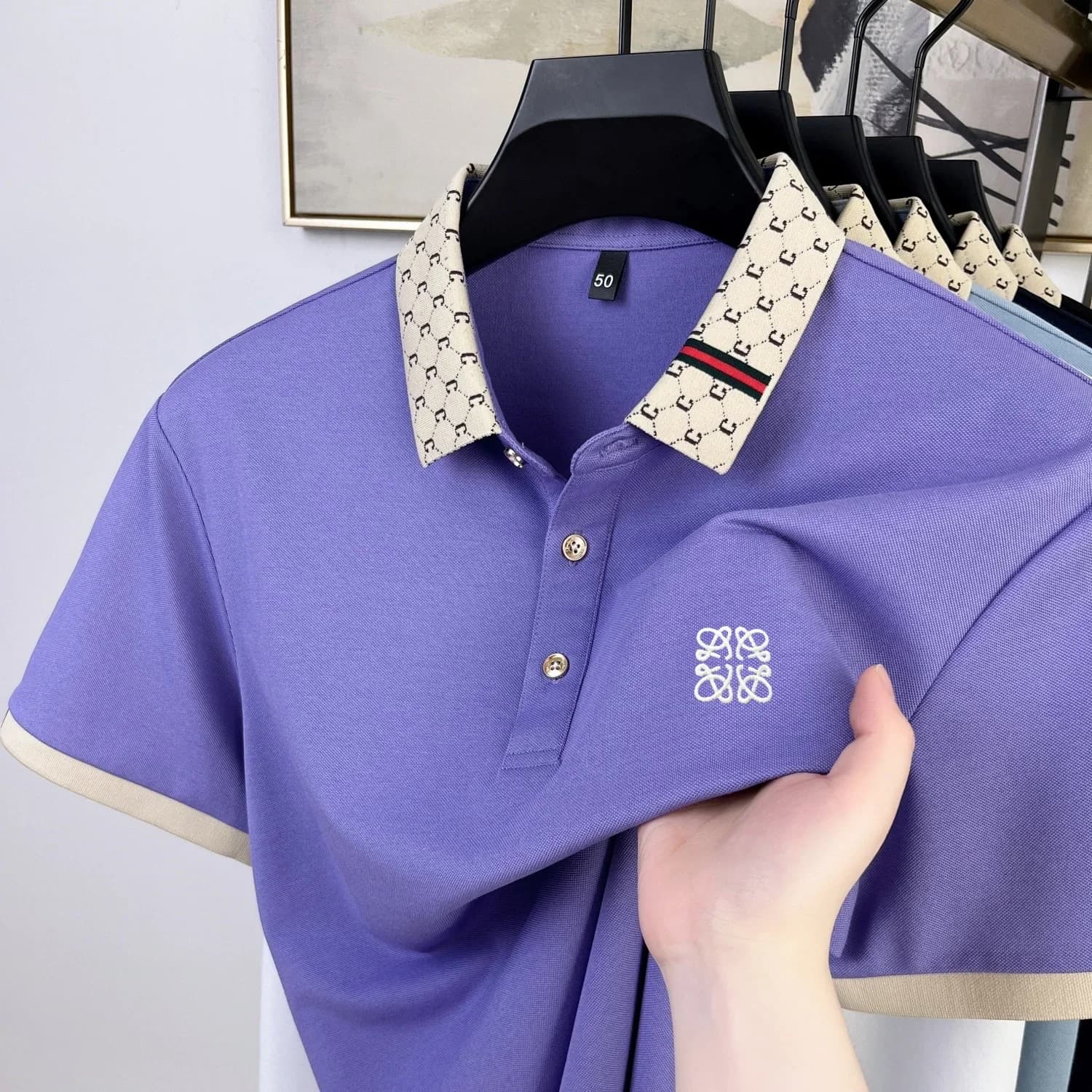 Men's Summer Luxury Polo Shirt, Comfort Fit, Breathable Soft, High-quality Business Golf Short Sleeve, Premium Pattern Top