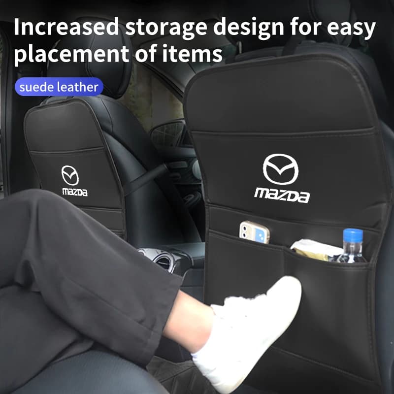 Car Seat Back Storage Bag Leather Seat Anti-Kick Pad Accessories For Mazda 3 6 2 5 Axela Atenza Demio CX3 CX5 MX3 MX5 Speed MPE