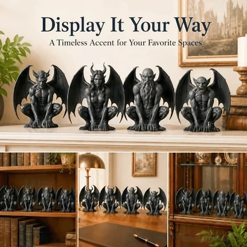Gargoyle Stone Statue Ornament Hand-Finished Resin Craft Unique Gothic Gift for Architecture Lovers Fantasy Collectors