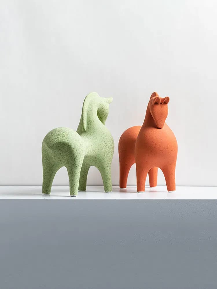ᗢ* S And Modern New Chinese-style Small Fat Horse Ornament Home Model House Living Room Entrance Christmas Ornament Creativity