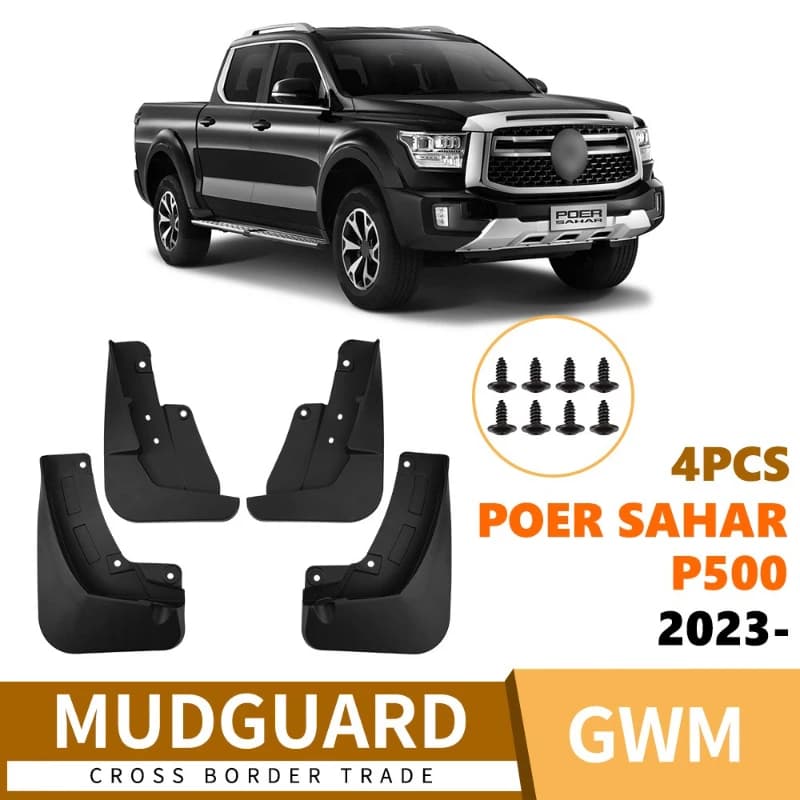 MudFlaps For GWM Poer Sahar P500 2023-2025 Mudguards Mud Flaps Splash Guards Front Rear Wheels Fender Car Accessories 4Pcs