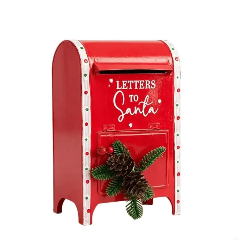 Iron Christmas Mailbox Decoration, Standing Seasonal Accent for Tables, Counters, Shelves, Windowsills, and Entryways 55KF