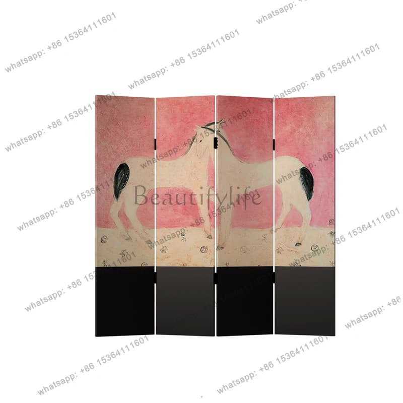 French cream retro screen partition foldable mobile medieval B & B home