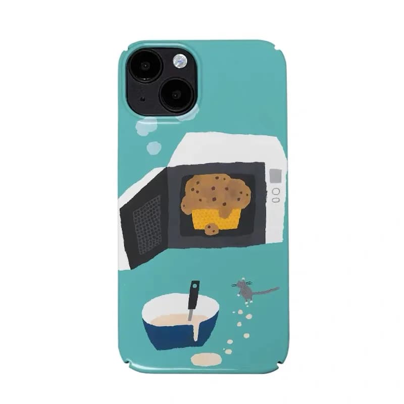 Green Cake Baking Art Illustration Phone Case for IPHONE 17 Air 16E 15 PROMAX 14Plus 13 12 MINI 11 16Plus XR Acrylic Phone Cover