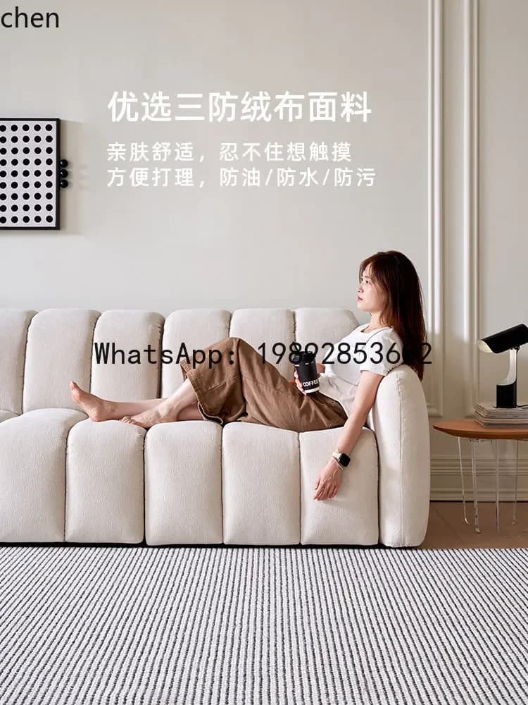 O15- Modern Minimalist Electric Sofa Fabric Small Apartment Living Room Retractable Function Zero Back Wall Sofa Bed
