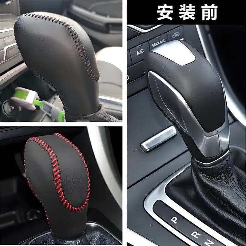 Automatic Genuine Leather Gear Shift Knob Cover Shift Lever Boot For Ford Mondeo 2013 2014 2015 2.0L