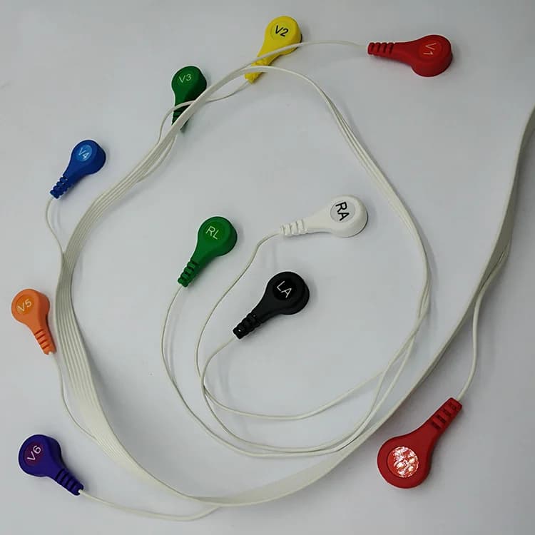 ISO13485 Certified ECG Cable with Snaps Mort 10- Leads Holter Cable IEC AHA