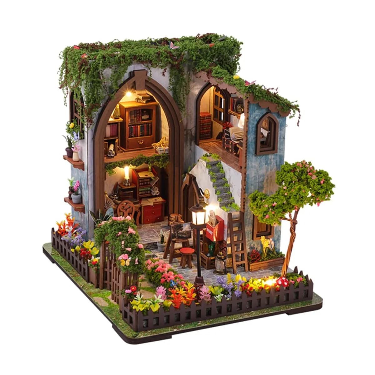 Miniature Book Nook Insert DIY Wooden House Kit 3D Puzzle Craft Model Handmade Bookshelf Decor Gift for Adults Collection