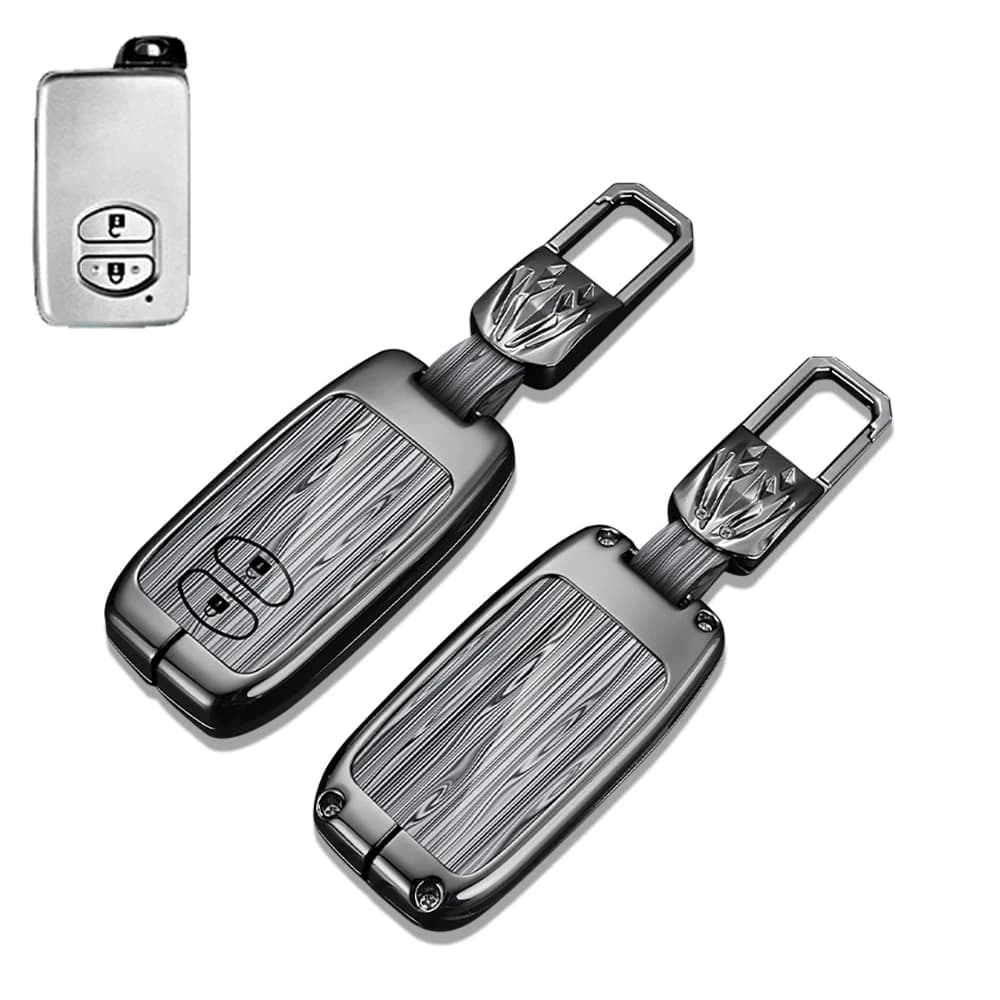 Zinc Alloy Leather 2 Buttons Key Fob Case Cover Shell For TOYOTA Avalon Highlander Camry Corolla Prius RAV4 Sequoia Venza