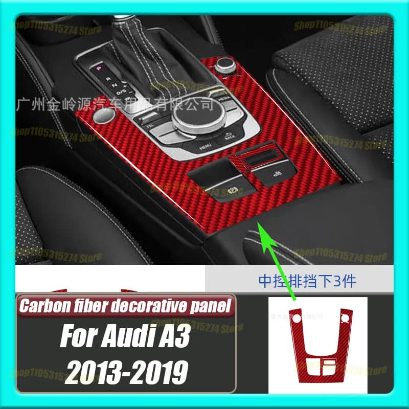 Carbon Fiber Center Console Gearbox Lower Decorative Sticker, Suitable for 2013-2019 Audi A3 Car Interior Modifications
