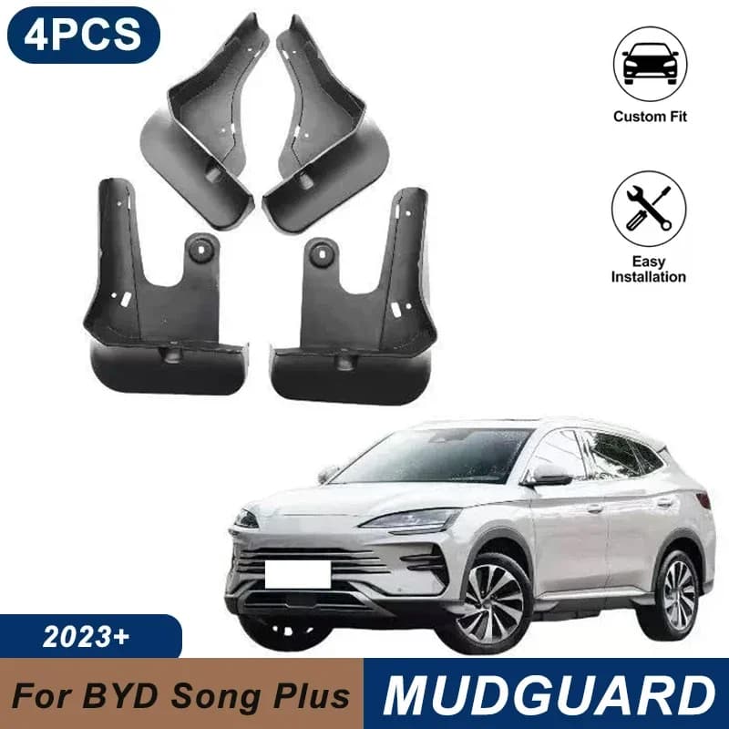 4PCS Car Mud Flaps For BYD Song Plus 2023-2025 Waterproof Anti-Splash Fender Mudguards Auto Exterior Accessories