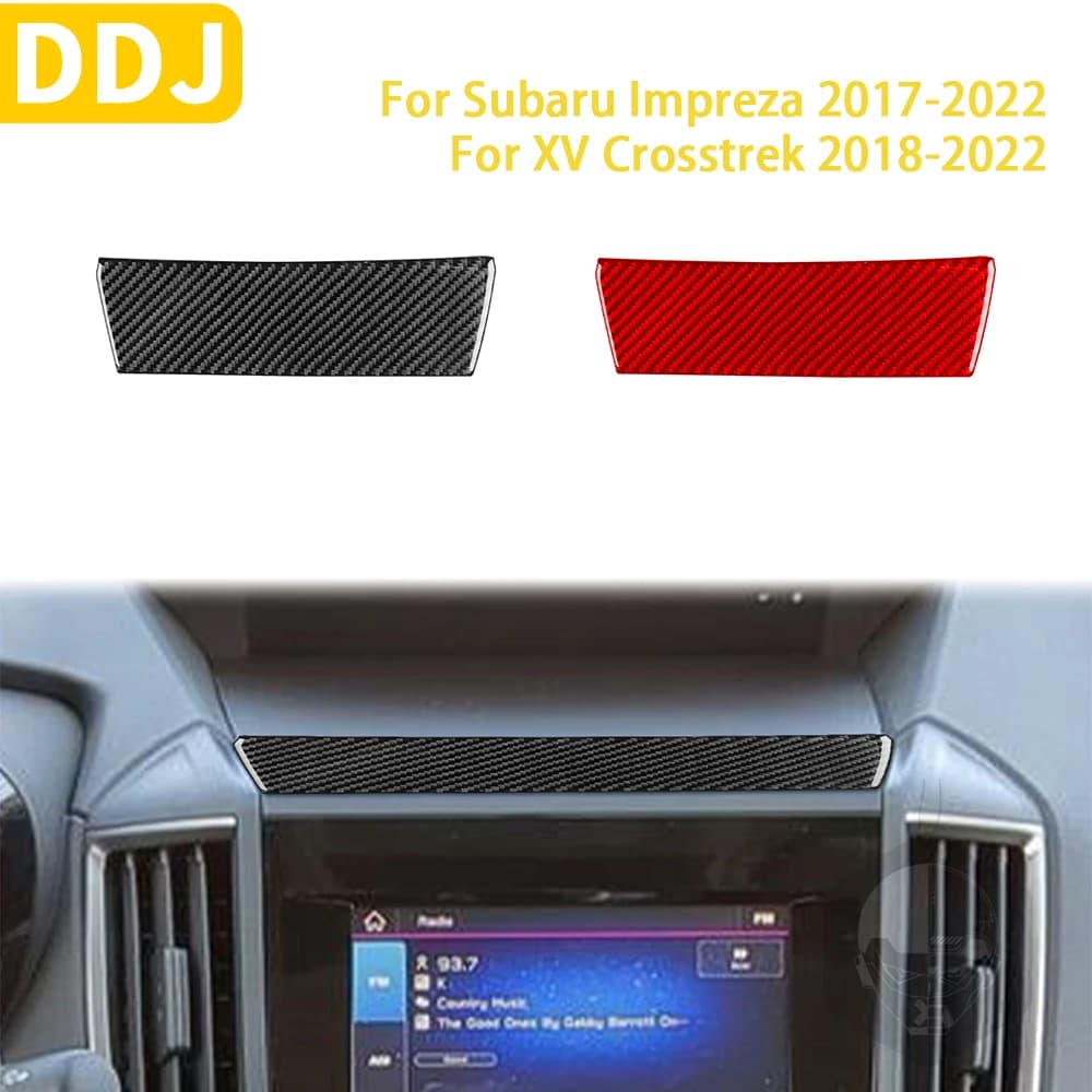 For Subaru Impreza Crosstrek 2017-2022 Accessories Carbon Fiber Car Interior Multimedia Top Panel Trim Sticker Decoration