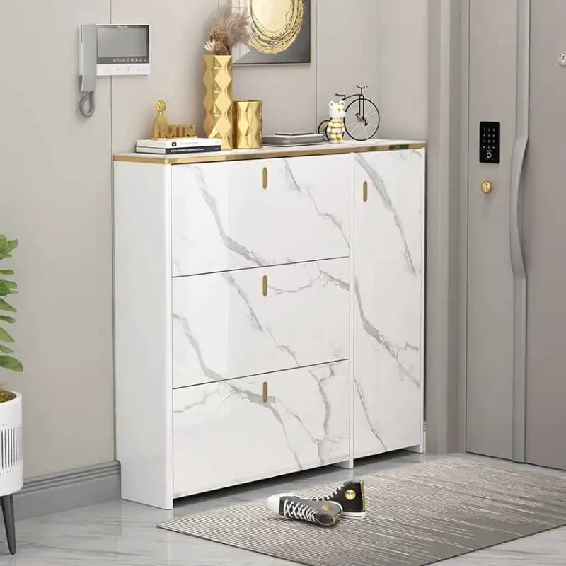Strong Design White Shoe Cabinet Drawer Dustproof Living Room Shoe Organizer Storage Narrow Zapatero Vertical Furniture For Home
