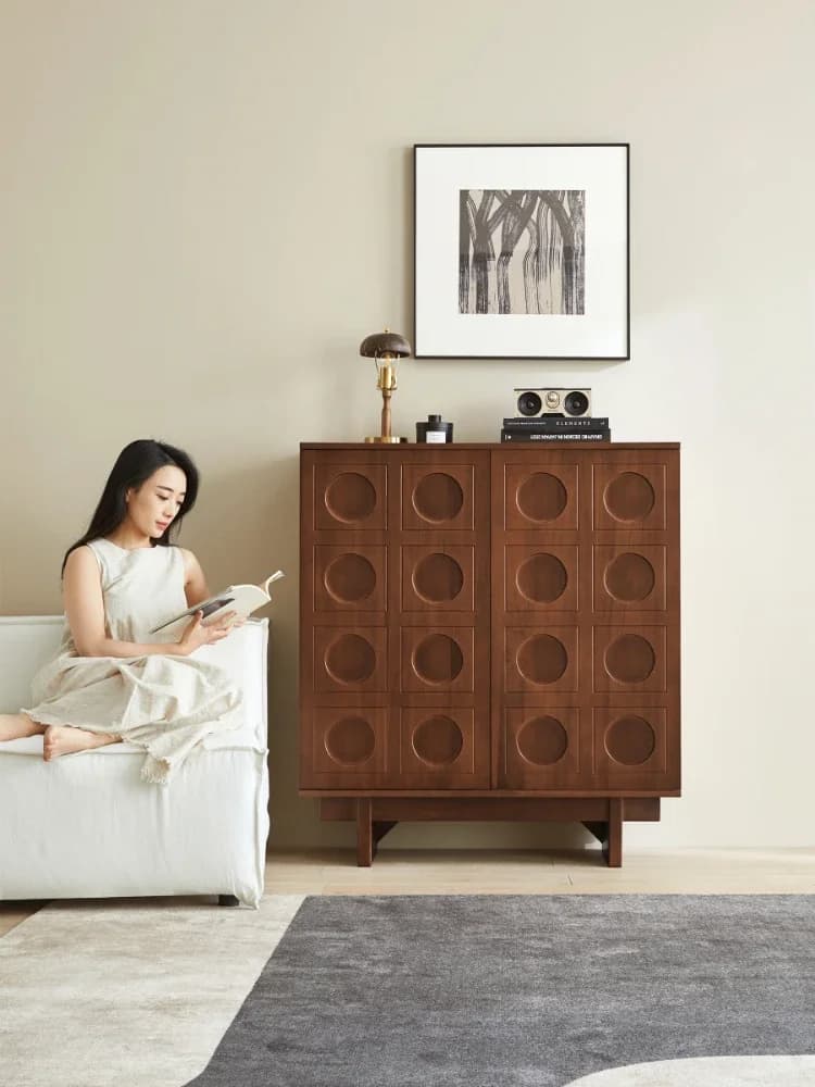ZZXL Solid Wood Chest of Drawers Living Room Side Cabinet Storage Cabinet Light Luxury Locker Clothes Closet Retro