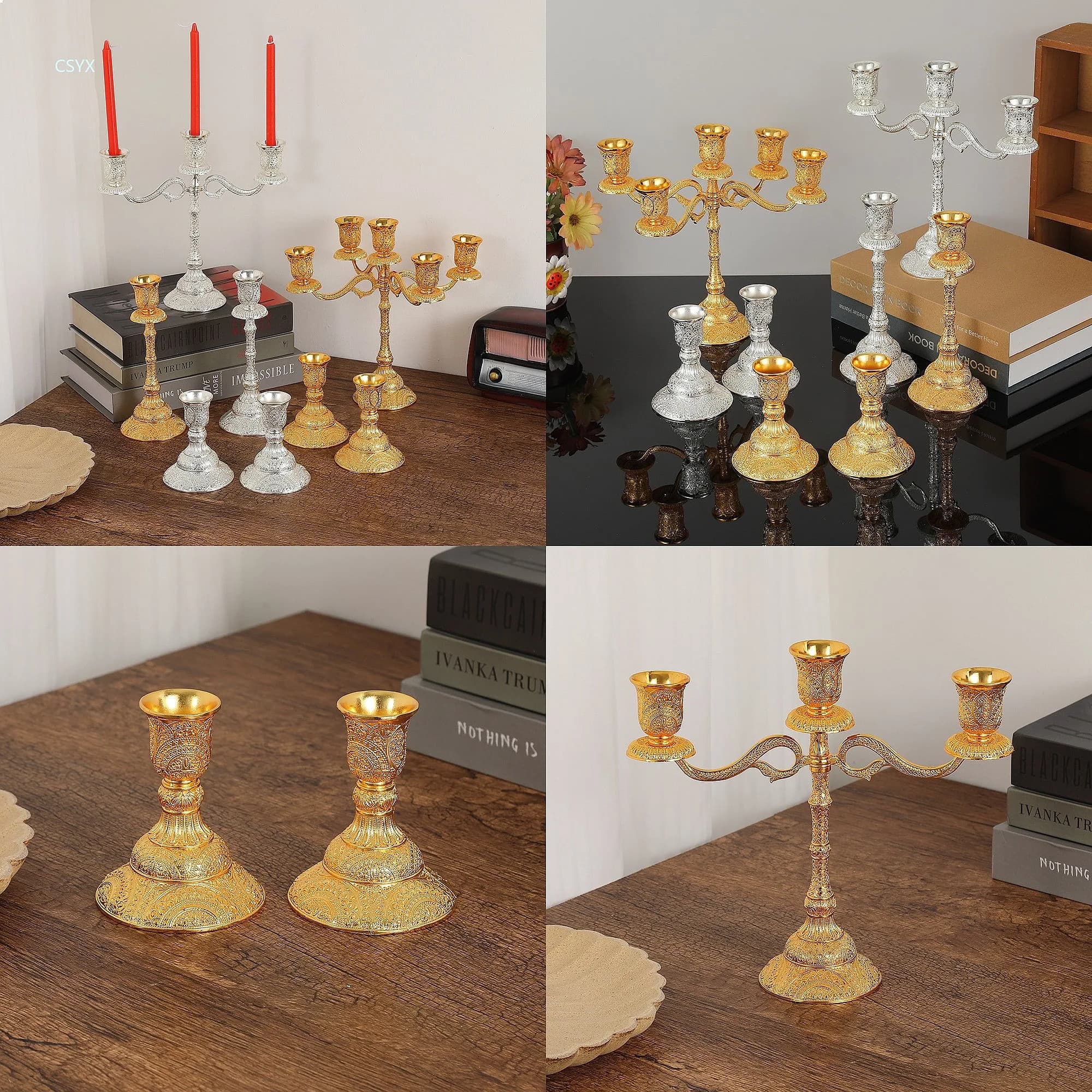 Chinese Style 5-Head 3-Head Candle Holder Home Table Romantic Dinner Decorative Creative Craft Gift